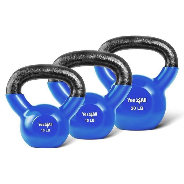 Yes4All Combo Kettlebells Vinyl Coated Weight Sets Great for Full Body Workout Equipment Push up, Grip Strength and Strength Training, Dumbbell Weights Exercises