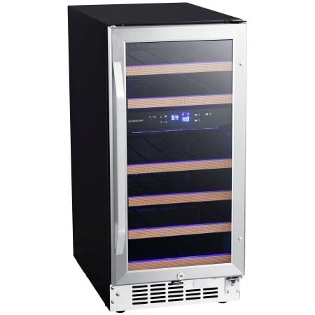 15 Inch Wide 26 Bottle Built-In Dual Zone Wine Cooler with Reversible Door and LED Lighting