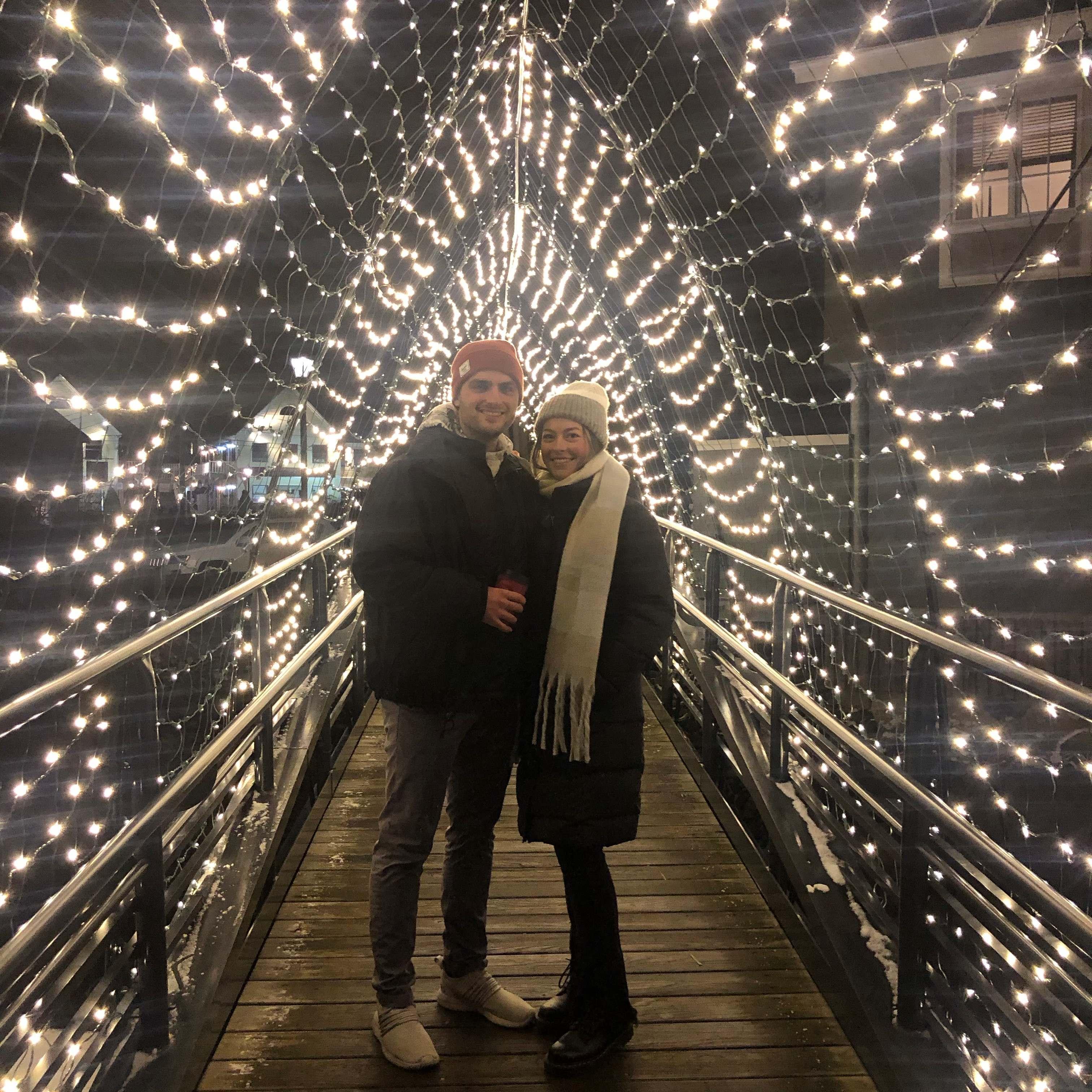 Us in Kennebunkport Maine during their Christmas lights festival! 