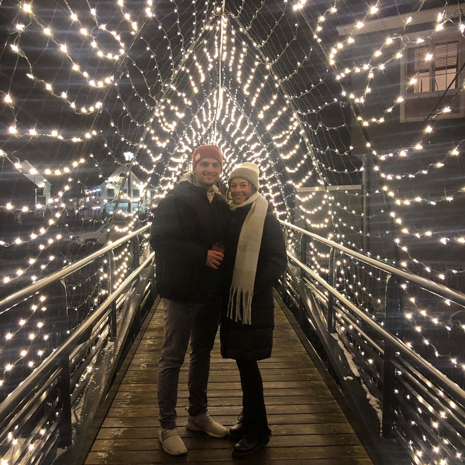 Us in Kennebunkport Maine during their Christmas lights festival! 