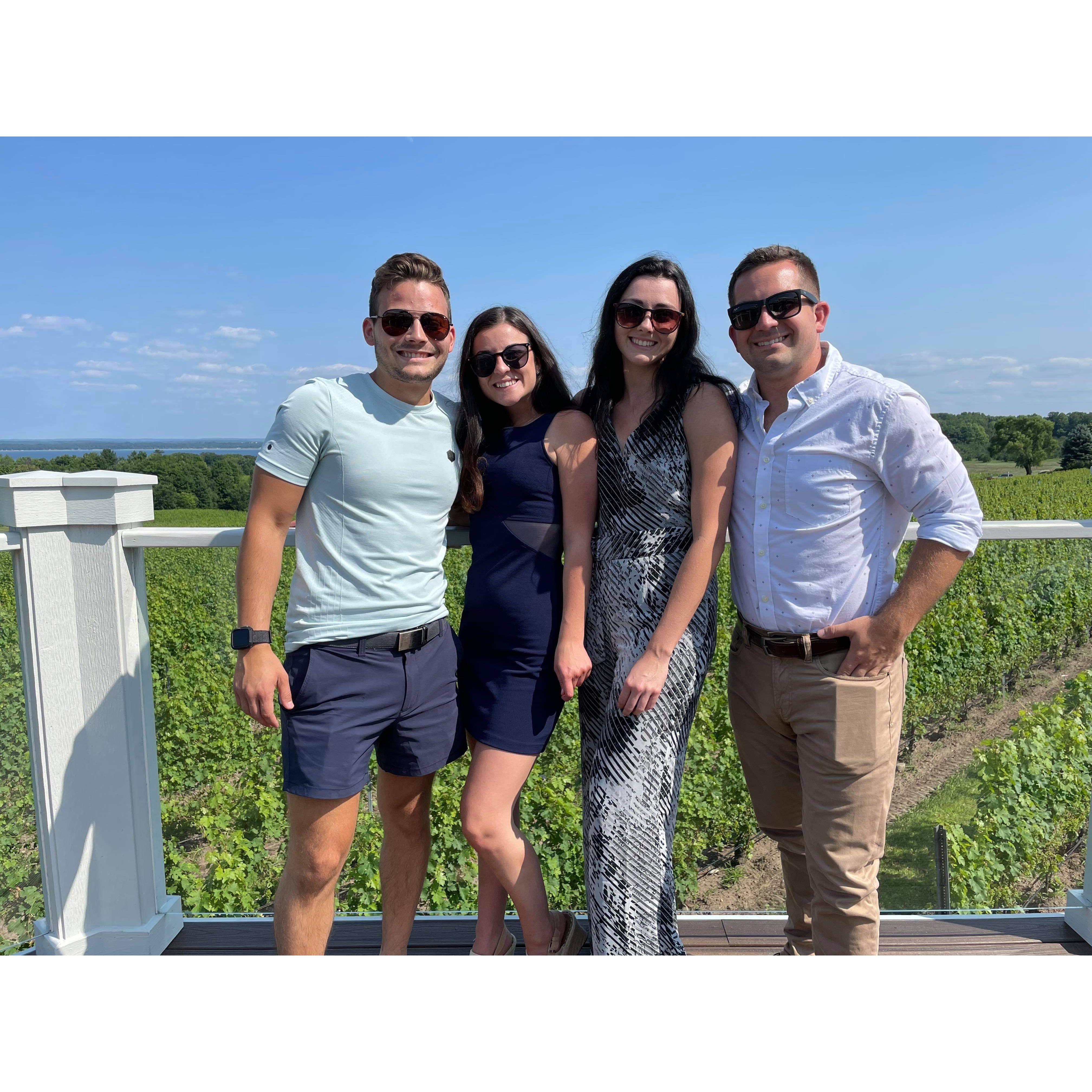 Wine tour in Traverse City with bridesmaid Krysta and her boyfriend Mike!