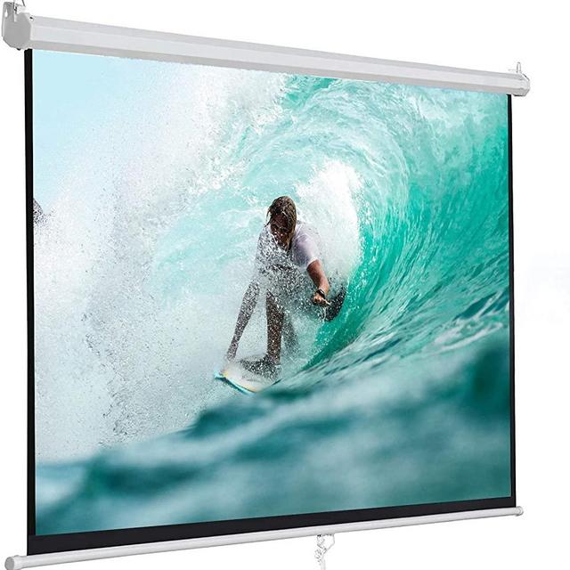 SUPER DEAL 100'' 16:9 HD Projection Screen Foldable Anti-Crease Portable Projector Movie Screen Manual Pull Down for Home Theater Presentation Education Outdoor Indoor Public Display
