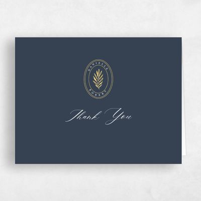 Grayed Navy, Blue Wedding Thank You - Visby Landscape Foil
