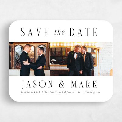 White Rounded Wedding Save the Date - Melina Multiphoto