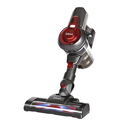 Dibea C17 Cordless 2 in 1 Lightweight Stick Handheld Vacuum Cleaner, Rechargeable Lithium-ion Battery with Charging Base, Red