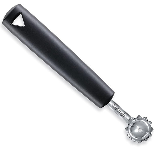 triangle Germany Tomato Corer and Fruit Huller, Professional-Grade Stainless Steel Tool Easily Removes Stems from or Hollows Out Tomatoes and Fruit