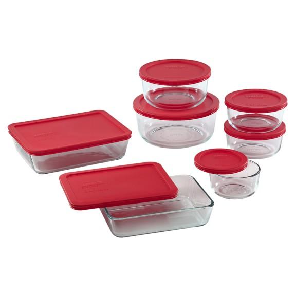 Pyrex 14-Piece Glass Storage Set with Red Lids