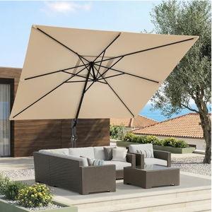 HOMSHADE 10x10 FT Cantilever Patio Umbrella Outdoor, Beige