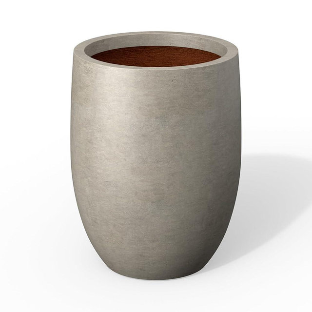 Kante 11.8 Inch Tall Concrete Planter, Large Indoor Outdoor Plant Pot with Drainage, Smooth Weathered Concrete Finish with Painted Interior, Ideal for Porch, Home, Garden, Patio