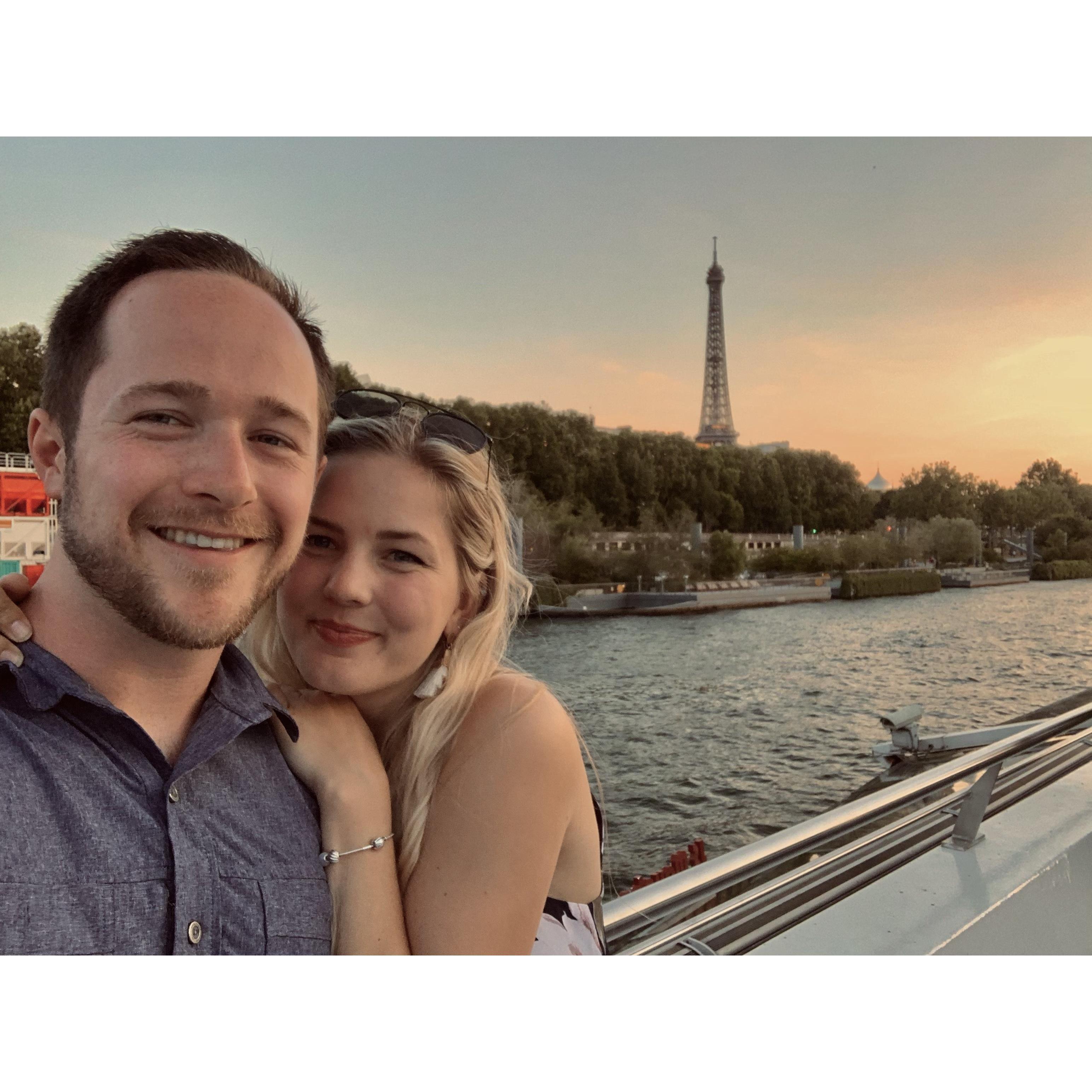 Enjoying the sunset in Paris.