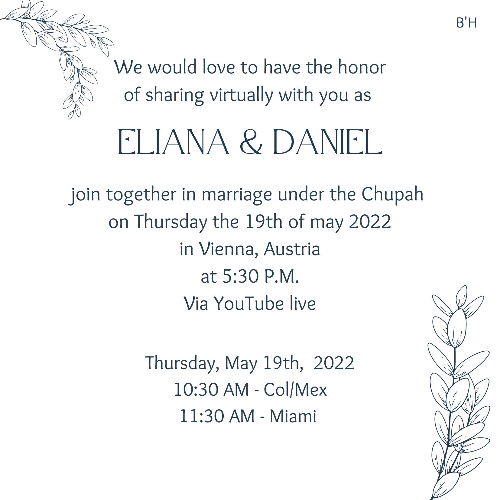 The Wedding Website of Eliana Mizrachi and Daniel Reines