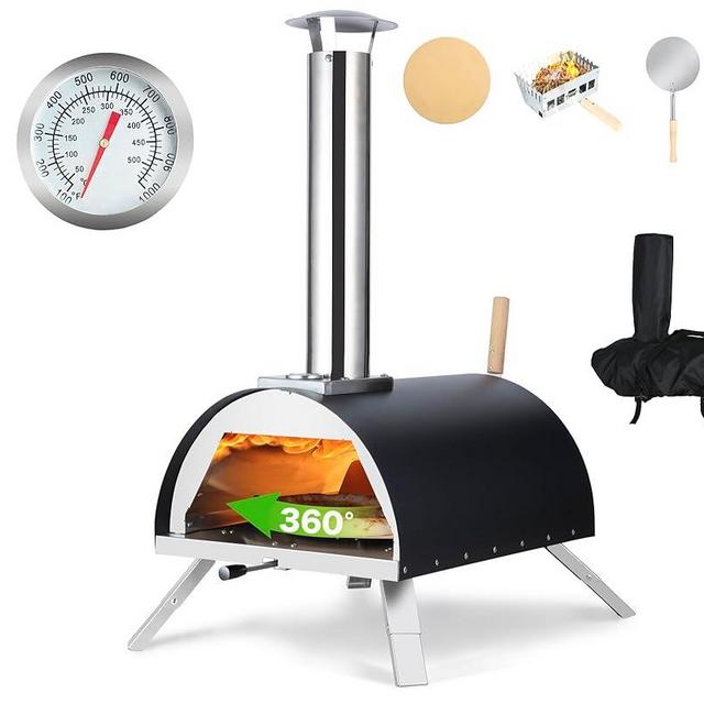 13" wood fire Pizza Oven - rotating pizza oven - wood pizza oven outdoor- Outdoor pizza oven with Pizza Cutter, pizza stone, pizza peel& Waterproof Cover