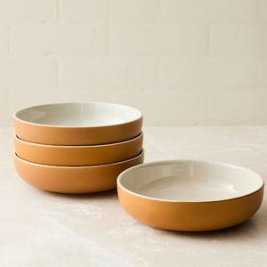 Kaloh Stoneware Pasta Bowl Sets- Golden Oak (Set of 4)