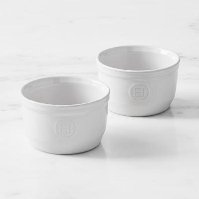 Emile Henry French Ceramic White Ramekins, Set of 2