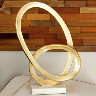 Golden Geometric Loop Sculpture