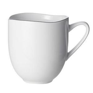 Organic Rimmed Dinnerware, Mug, Set of 4, Silver Rim
