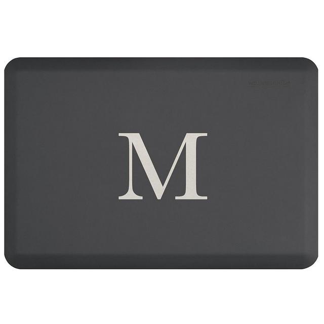 Monogram WellnessMat, 3' X 2', Grey with Silver Letter