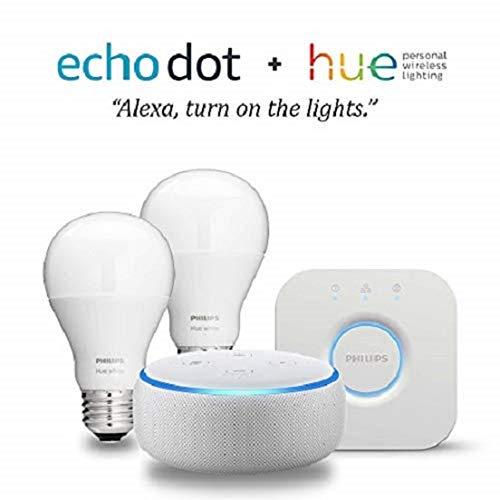 Echo Dot and Philips Hue Smart Light Bulb Starter Kit