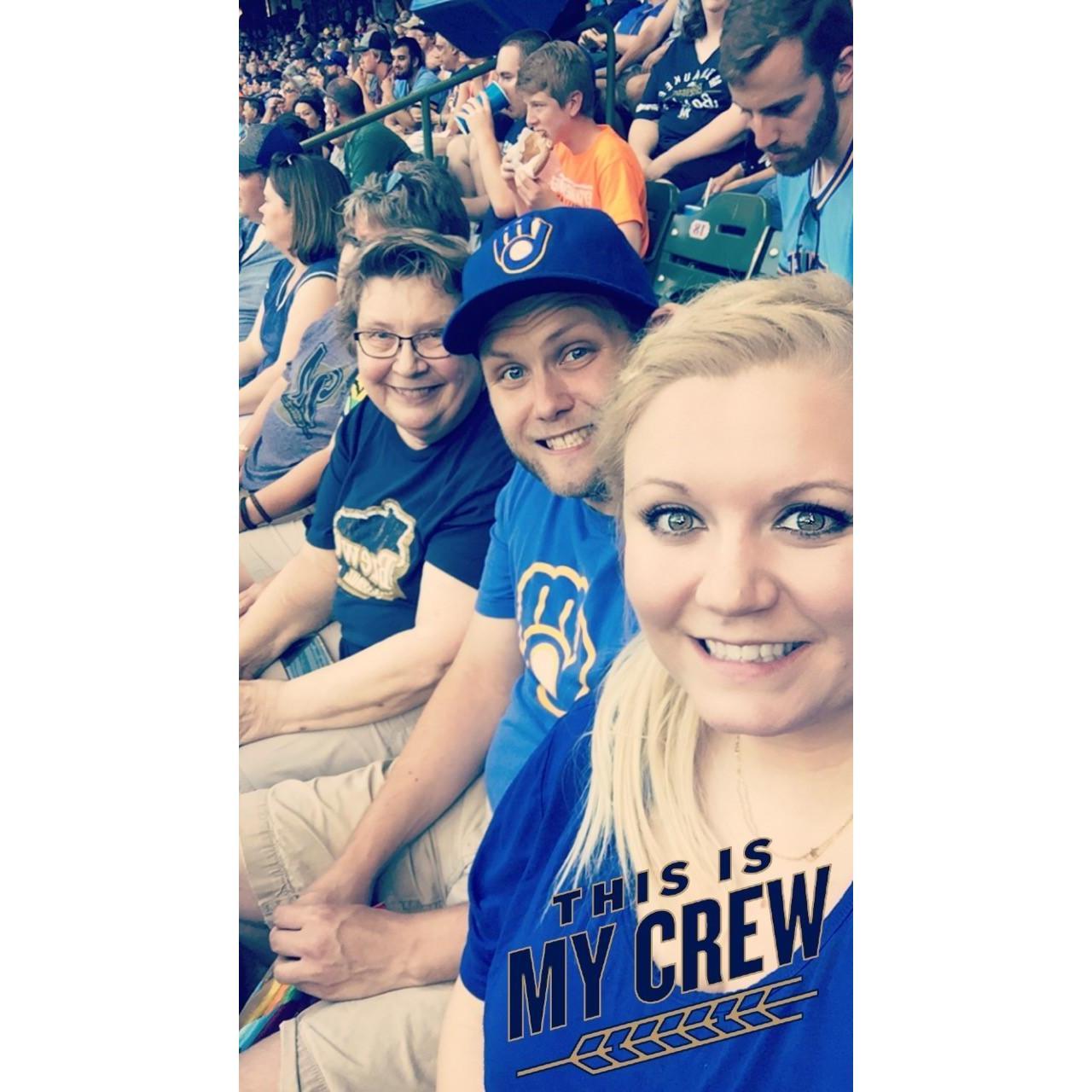 Brewer game with Jake's mom.