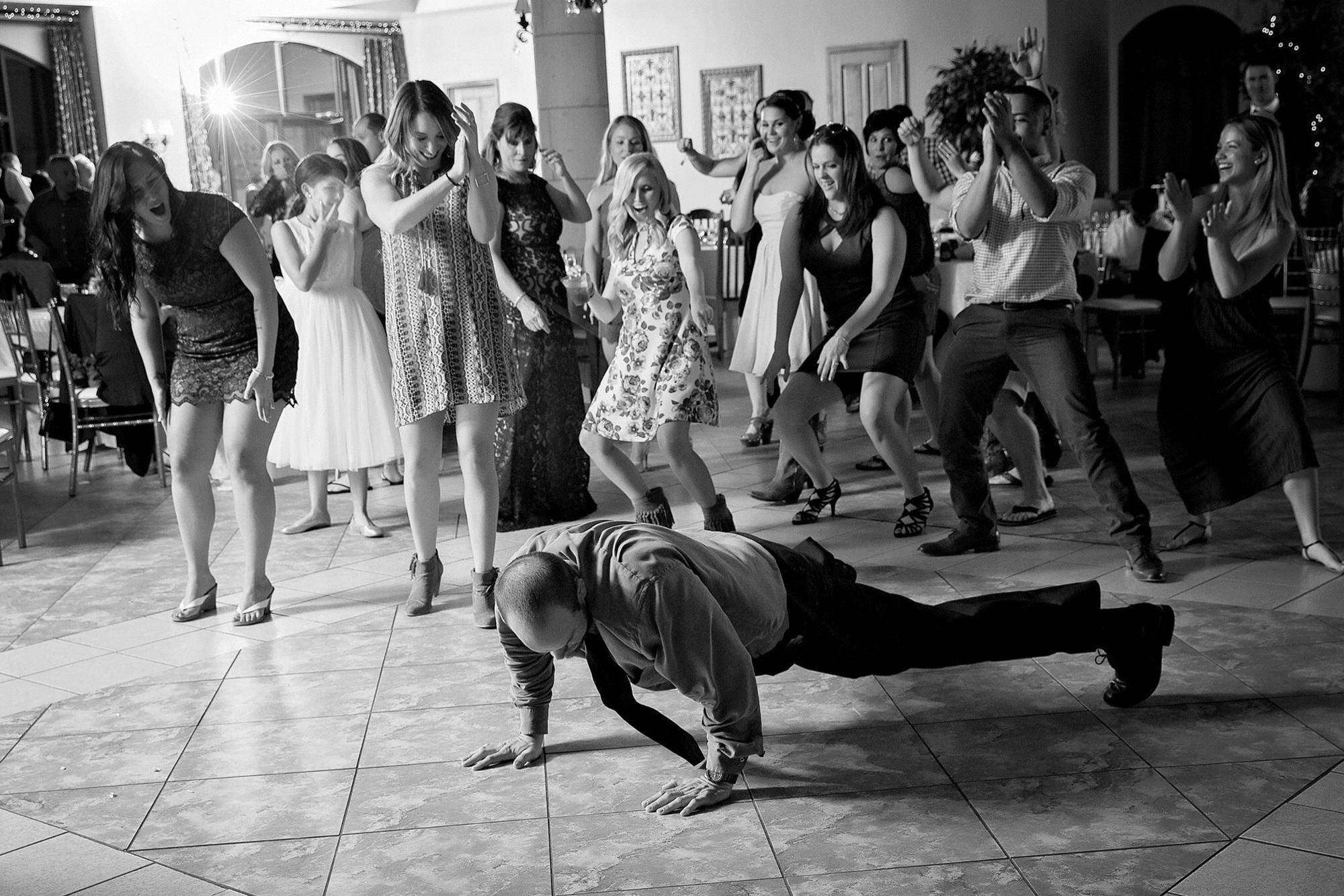 This is what happens to Devin at weddings.