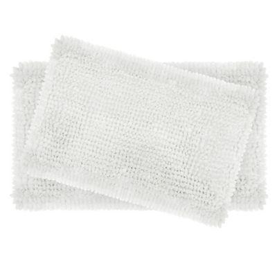 Laura Ashley® Butter Chenille Bath Rugs in White (Set of 2)