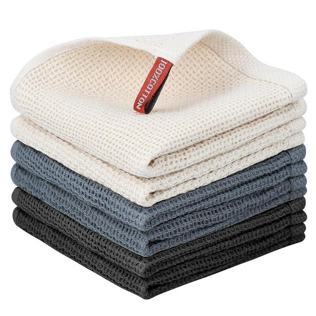 Nialnant 6 Pack Dish Cloths,100% Cotton Waffle Weave Kitchen Towels,Soft and Absorbent Kitchen Dish Rags, Dish Towels for Washing Dishes-12x12 Inches