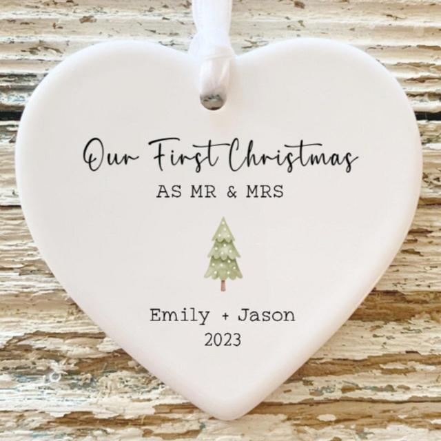 First Christmas Married Ornament | Mr Mrs Ornament | Personalized Wedding Gift | Newlywed Christmas Gift | Our First Christmas Ornament