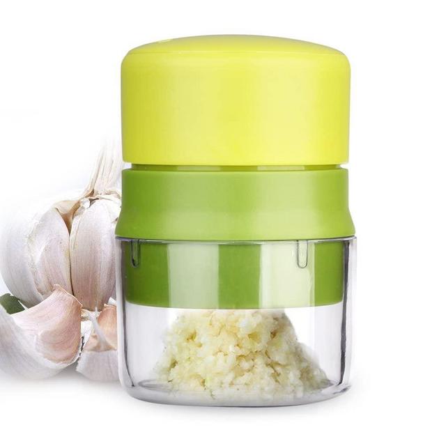 Food Nut Spice Chopper Grinder Garlic Twister Crusher with Jar for Peanut Walnut Pecan Ginger Making Toppings Handheld Nuts Shredder Mincer Manual Kitchen Tool