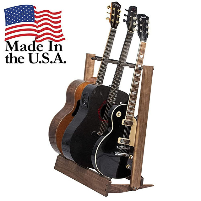 Walnut Guitar Rack String Swing CC34 Holder for Electric Acoustic and Bass Guitars – Stand Accessories for Home or Studio - Keeps Musical Instruments Safe without Hard Cases