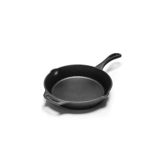 Petromax Cast Iron Fire Skillet for Kitchen or Camping, Pre-Seasoned for Campfire or Home Oven and Stove, Conducts Heat Evenly, Long Handle, 10"