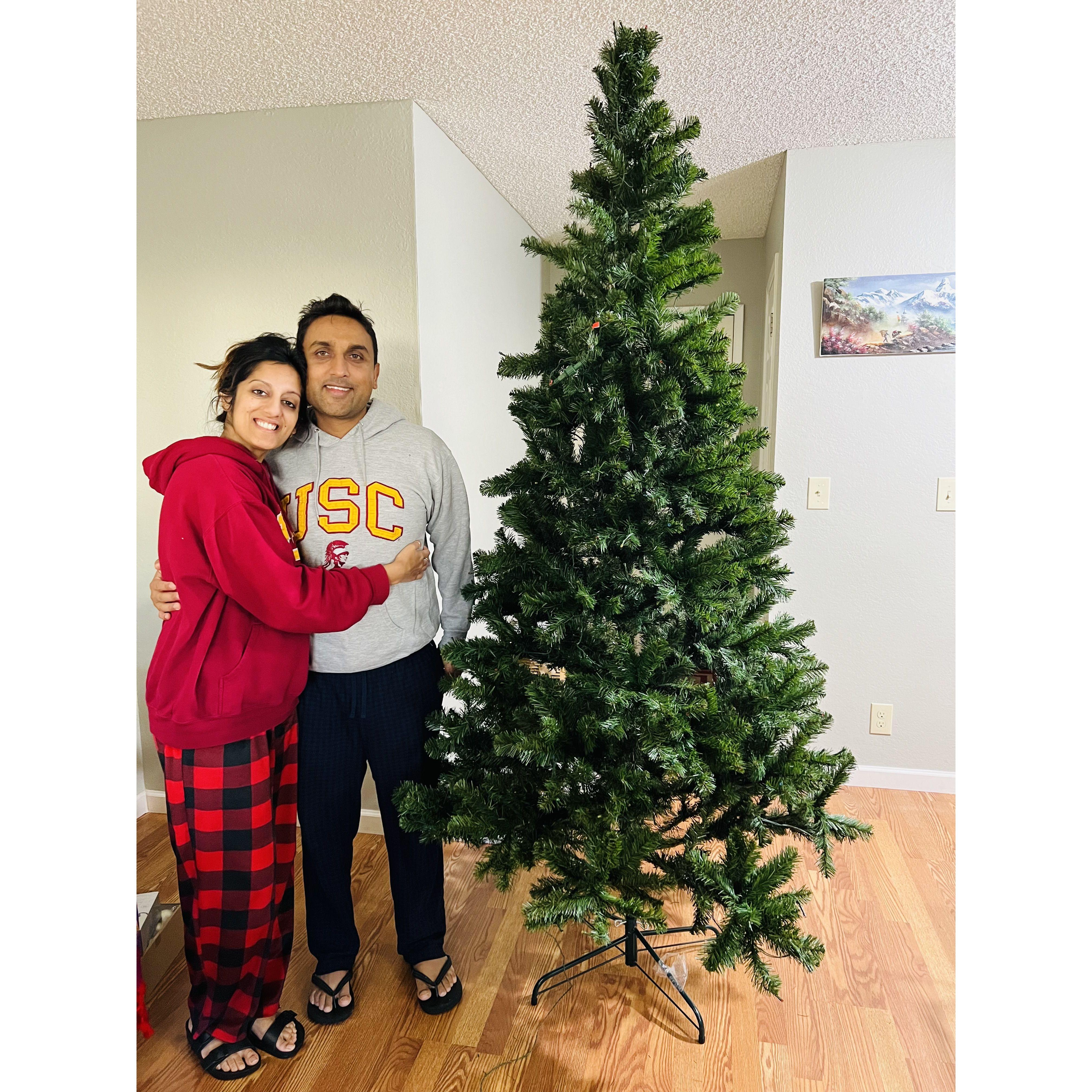 Decorating our first Christmas tree together in Sunnyvale.