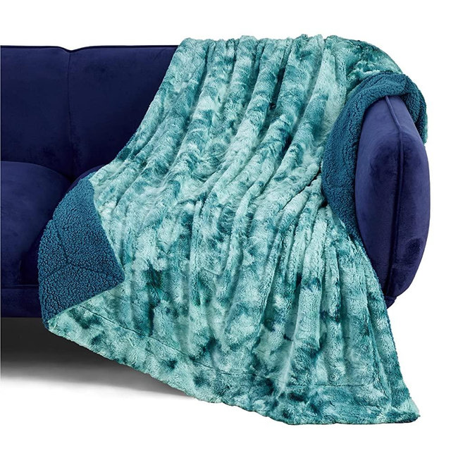 Bedsure Faux Fur Throw Blanket for Couch - Teal Fuzzy Plush Fluffy Soft Sherpa Fleece Blankets and Throws for Sofa and Bed, 50x60 inches
