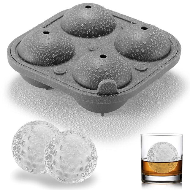 ACOOKEE Golf Ice Cube Trays, 2.5" Large Sphere Round Golf Ice Cube Mold for Cocktails, Whiskey, Bourbon Chilling, Fun Shapes Silicone Big Circle Ice Cube Trays w/Funnel