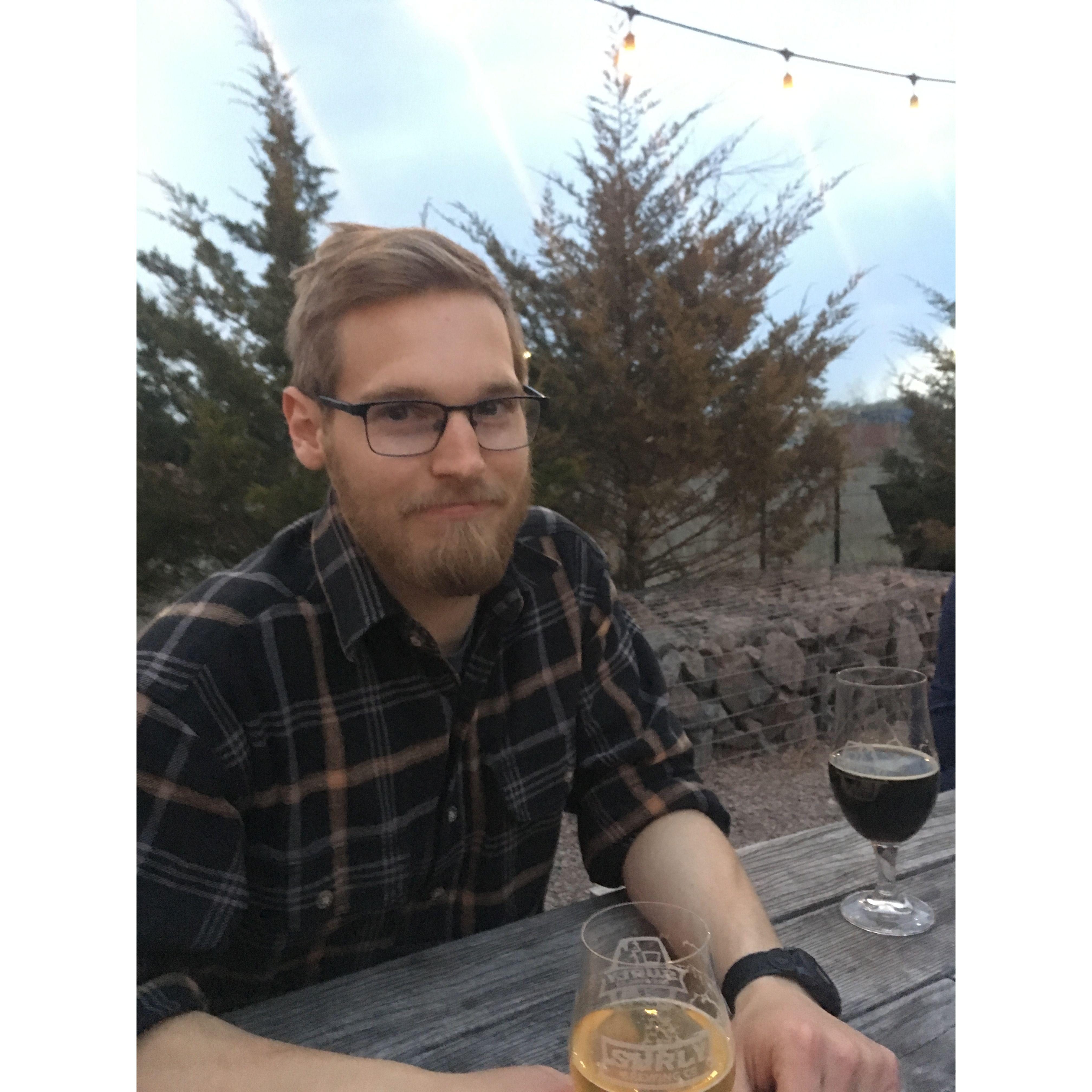 This is the first photo Marla took of Brett! Celebrating the end of 1st year studio in spring 2019 - we weren't even dating yet!