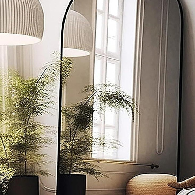 BEVERDY Full Length Mirror, Arched Floor Mirror, 41" x 81" Oversized Full Length Mirror, Freestanding, Full Body Mirror, Arch Mirror Full Length, Wall Mounted Mirror for Bedroom, Black