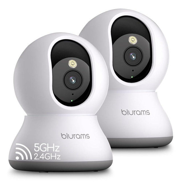 blurams Cameras for Home Security, 2K Pet Camera with Phone App, 360° PTZ Indoor Cameras, 2-Way Talk, Motion Tracking, Color/IR Night Vision, Cloud&SD, Works with Alexa (2Pack, 5GHz/2.4GHz Dual-Band)