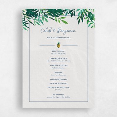 Beige Wedding Program - Cartago