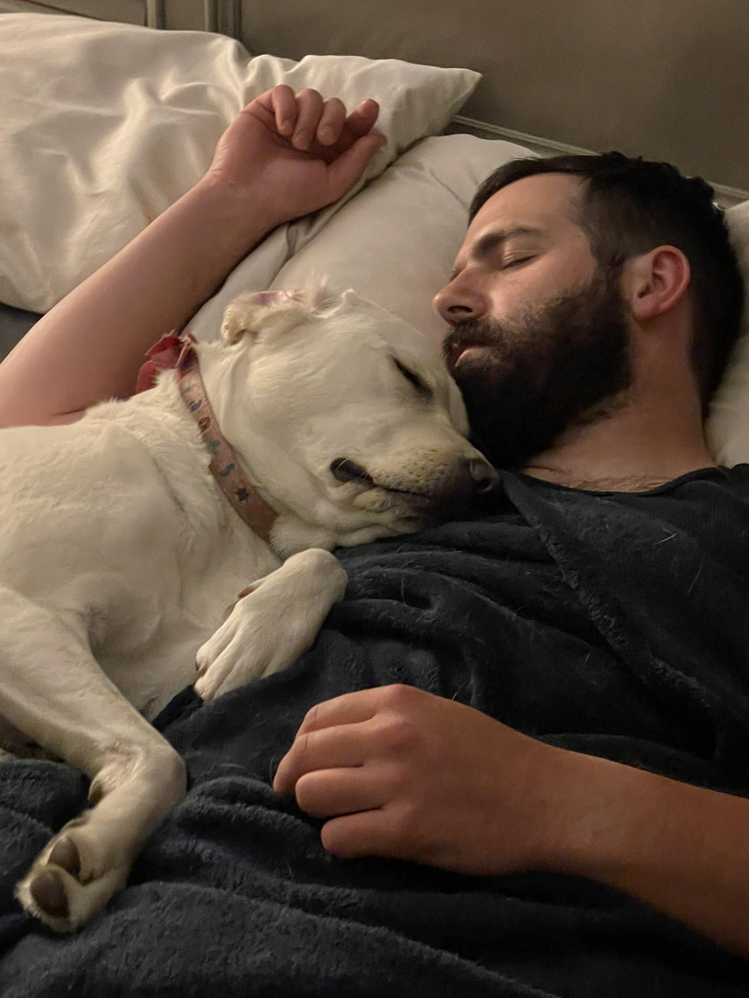 Just a dog and her dad