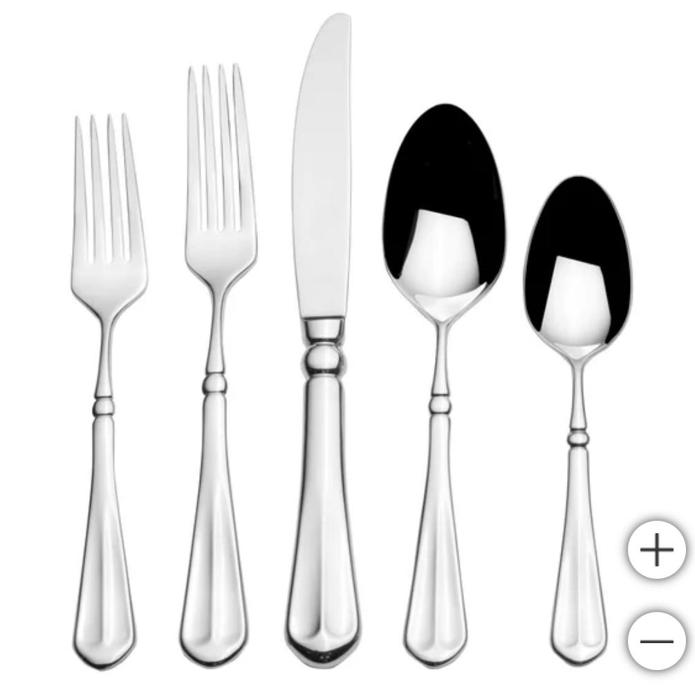 Mikasa Essex Satin 65-Piece Stainless Steel Flatware Set with Wood Caddy