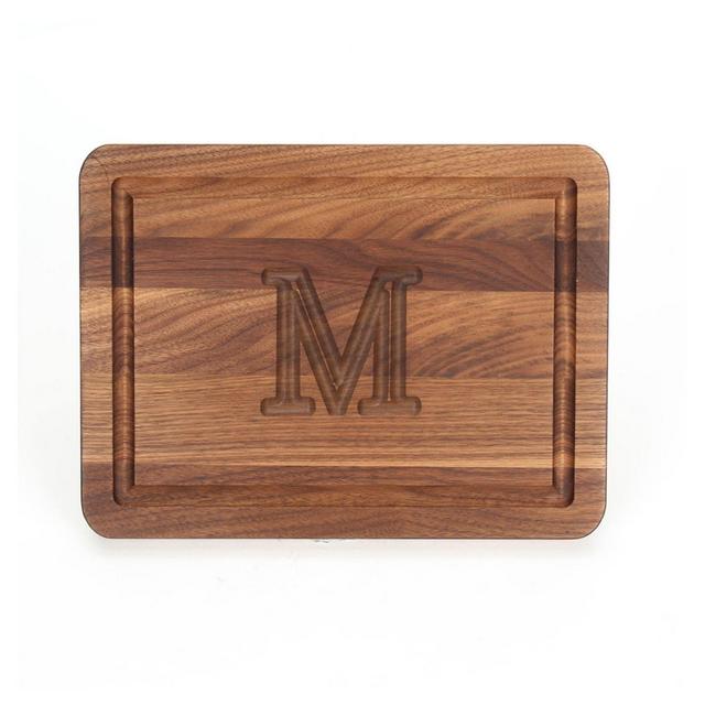 Cutting Board Company 9-Inch x 12-Inch Wood Monogram Letter "M" Cheese Board in Walnut