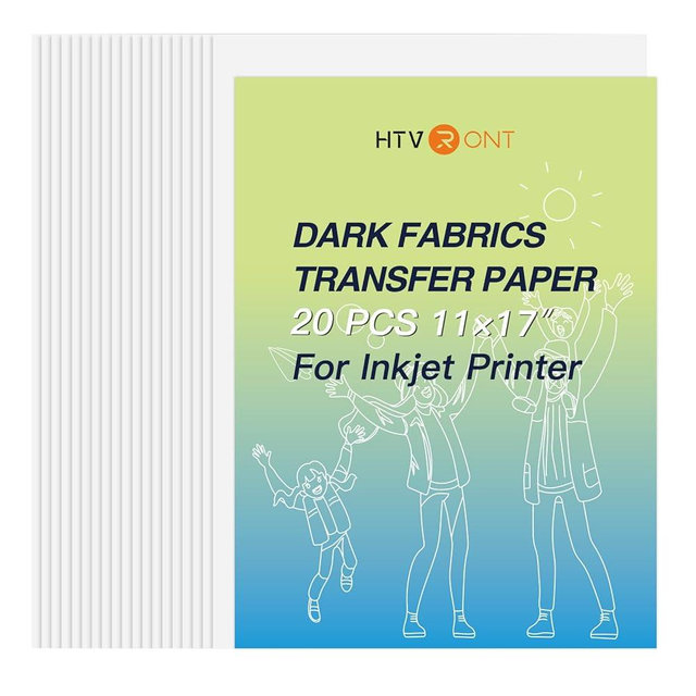 HTVRONT Heat Transfer Paper for Dark T Shirts -20 Pack 11x17" Iron on Transfer Paper for Inkjet Printer, Easy to Use Printable Heat Transfer Vinyl, Vibrant Color, Durable & Soft