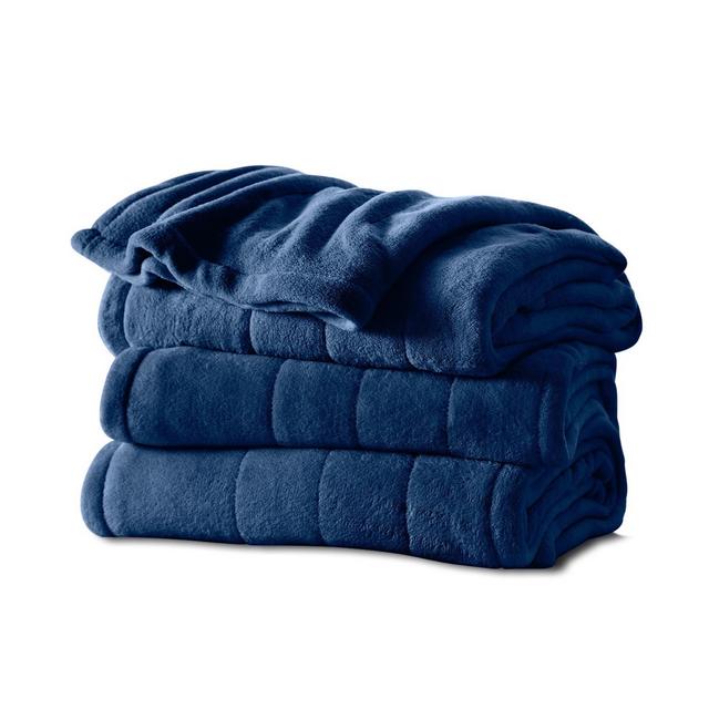 Sunbeam Heated Microplush Blanket, Queen, Royal Blue