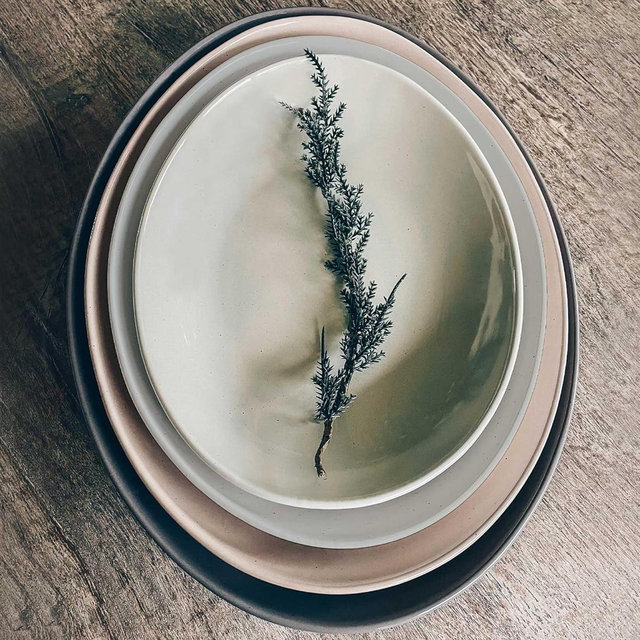Mora Ceramic Large Serving Bowls- Set of 2 Oval Platters for Entertaining. Modern Kitchen Dishes for Dinner, Fruit, Salad, Turkey, etc. Oven, Dishwasher Safe, 55/35 oz, 13.5" / 11.8" - Neutrals