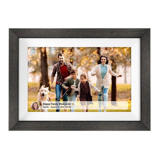 Frameo 10.1 Inch WiFi Digital Picture Frame，1280 * 800IPS HD Cloud Smart Digital Photo Frame,32GB Storage, Wall Mountable, Auto-Rotate,Easy to Share Photos or Videos via FRAMEO APP （Wood Frame）