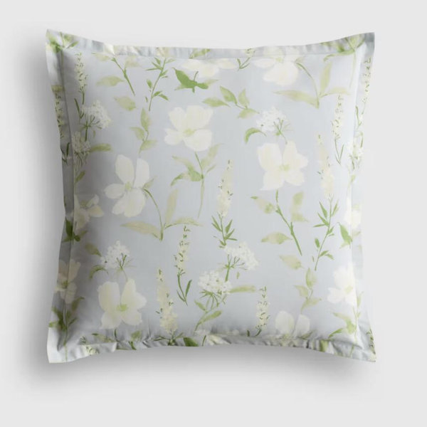 Classic Organic Percale Floral Euro Sham in Blue Garden