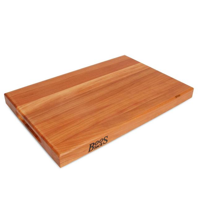 John Boos 18 Inch Wide 1.5 Inch Thick Reversible Cutting Board Block with Two Sided Hand Grips , 18 x 12 x 1.5 Inches, Cherry Wood