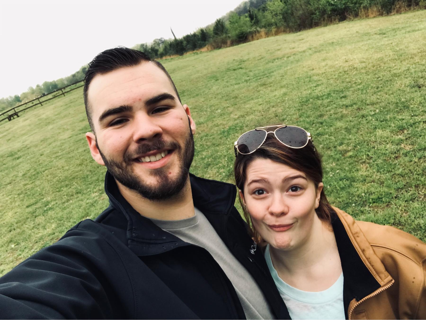 My goofy side showing, while Zachary wants a good picture