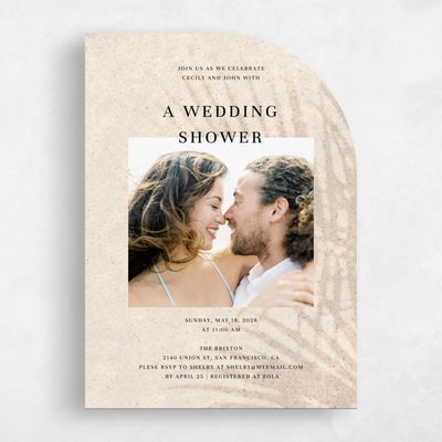 Beige Half arch Wedding Wedding Shower Invitation - Seabay Portrait
