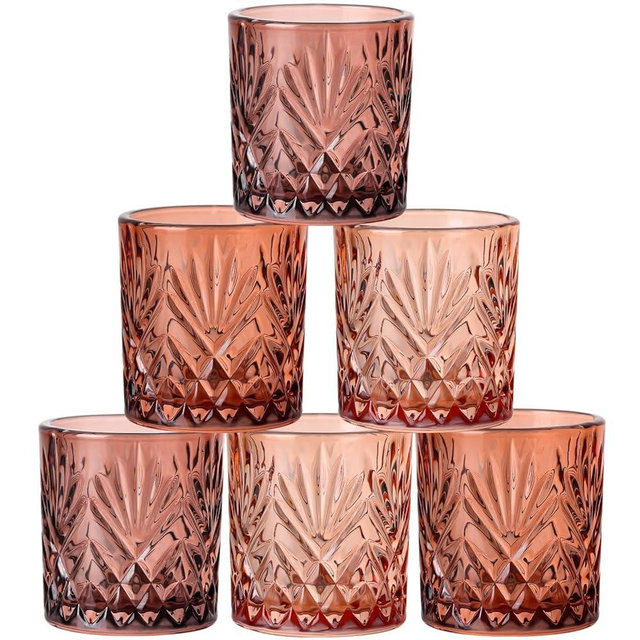 JOVGANK 1.5 Oz Cute Shot Glasses Set of 6 - Brown Lead-Free Crystal Glass with Heavy Base - For Espresso Coffee, Whiskey, Tequila & Cocktails - Birthday Fathers Day Gift for Coffee & Bar Lovers