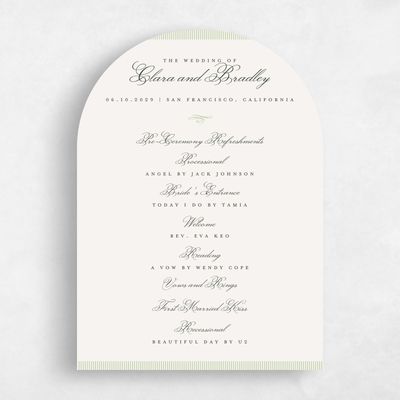 Beige Arch Wedding Program - Dinard